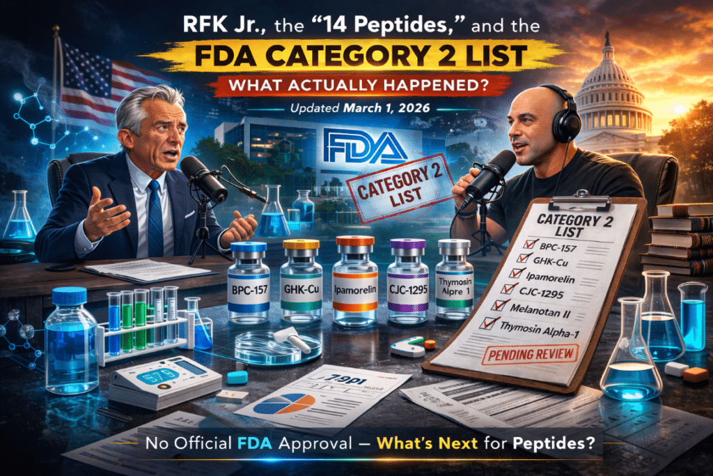 RFK Jr discussing 14 peptides and the FDA Category 2 list following comments made on the Joe Rogan Experience podcast