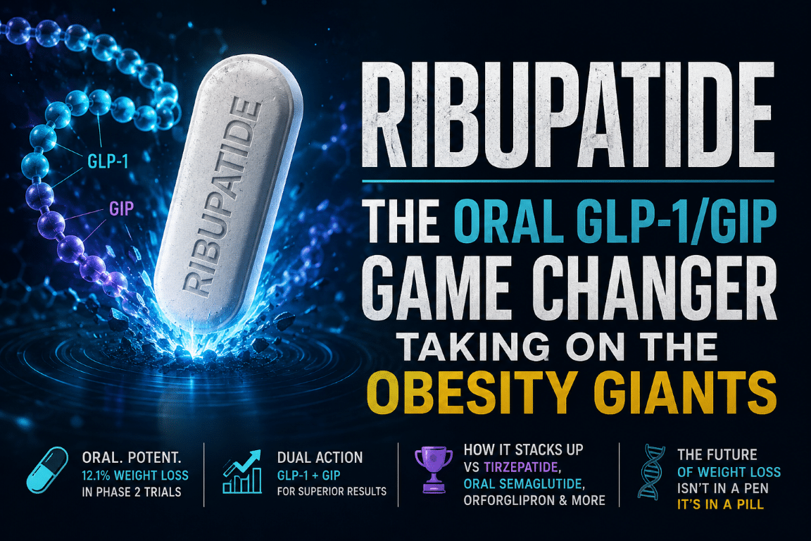 Ribupatide oral GLP-1/GIP weight loss drug compared to semaglutide, tirzepatide, and other obesity medications