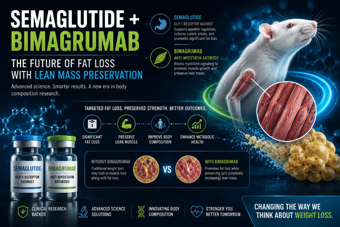 semaglutide and bimagrumab research focused on fat loss, lean mass preservation